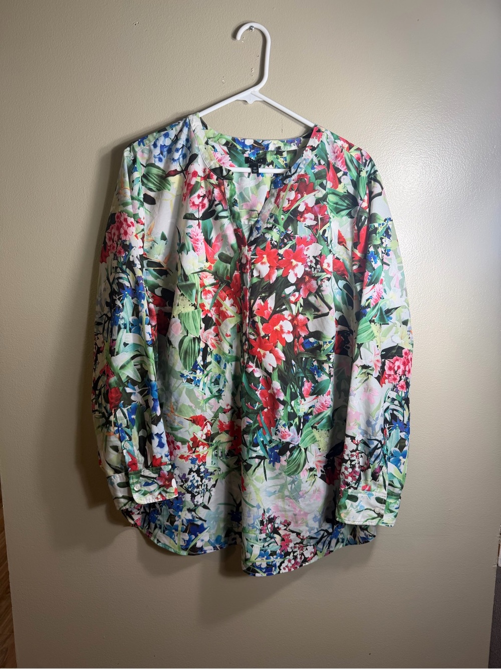 Talbots Woman 2X Tropical Floral Tunic Blouse